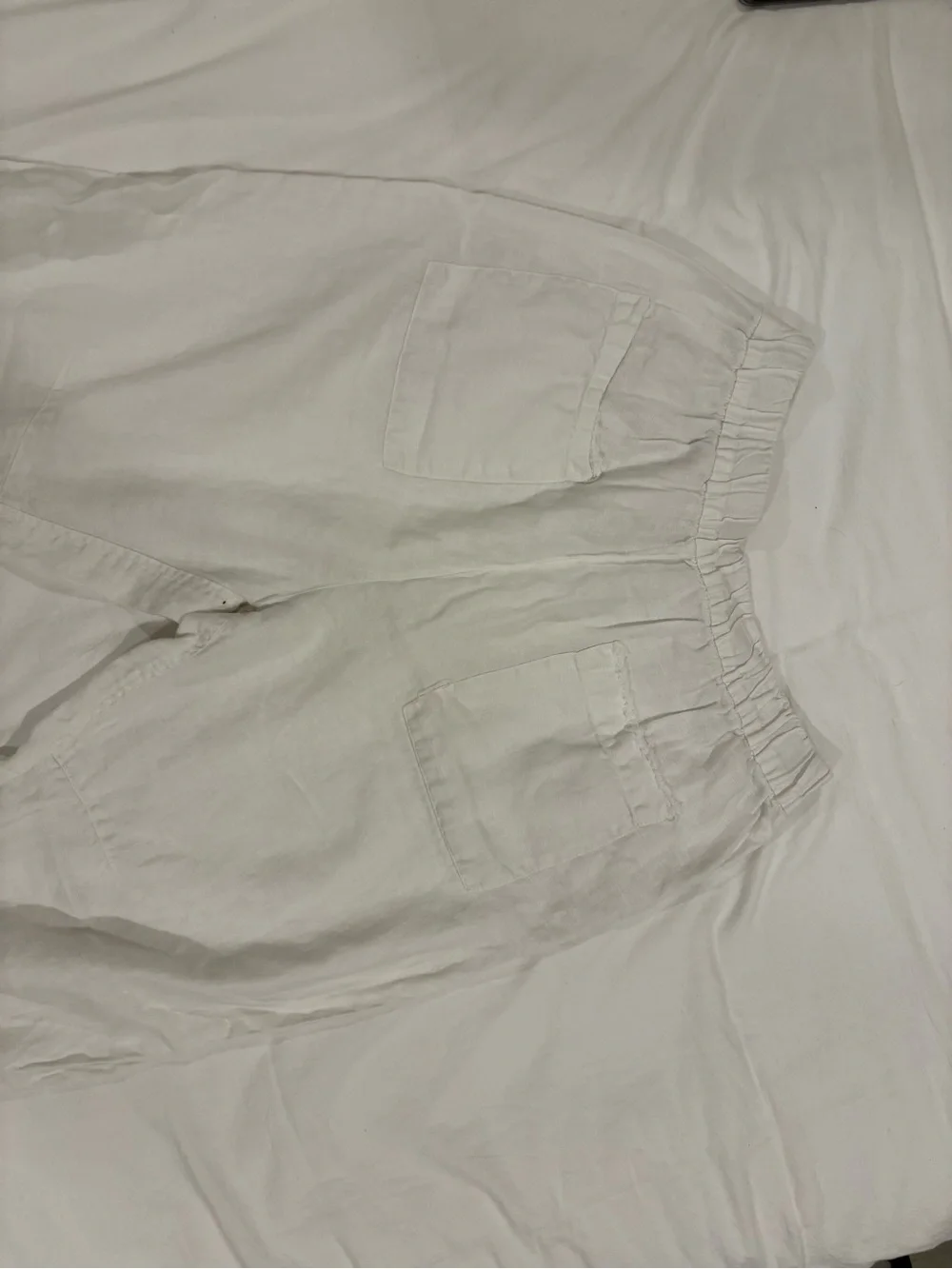 Zara White Linen-Blend Women's Drawstring Capris